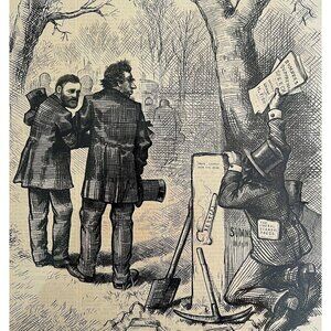 Thomas Nast Robbing The Grave Satire 1874 Victorian Woodcut Engraving LGBinTN2
